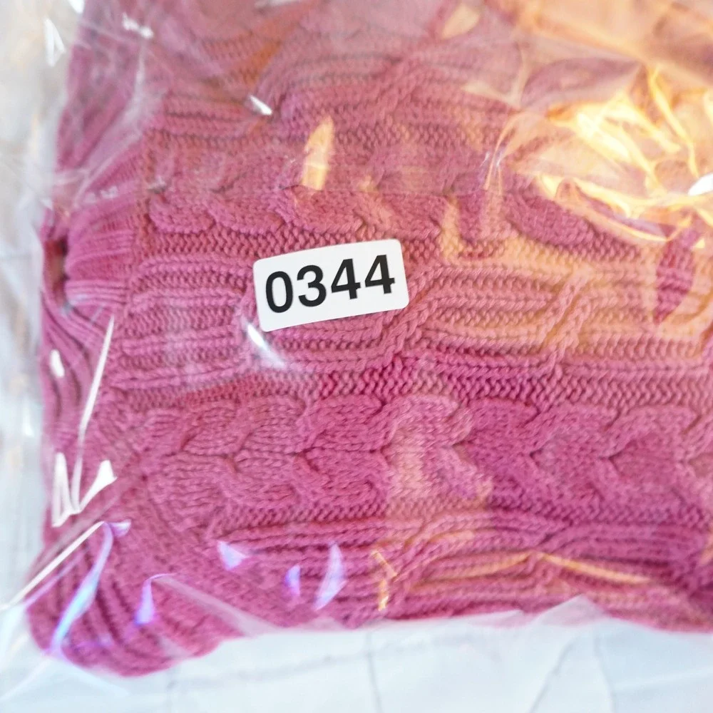 VTG Pink Cable Knit Mock Zip Neck Sweater Size‎ S Cotton Fisherman Chunky